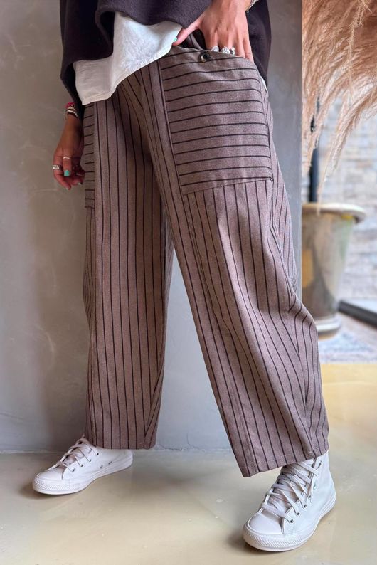 Burlington Stretch Button Pocket Barrel Pant Earth
